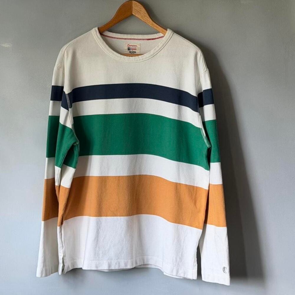 Champion x Todd Snyder striped long sleeve rugby tee (L)